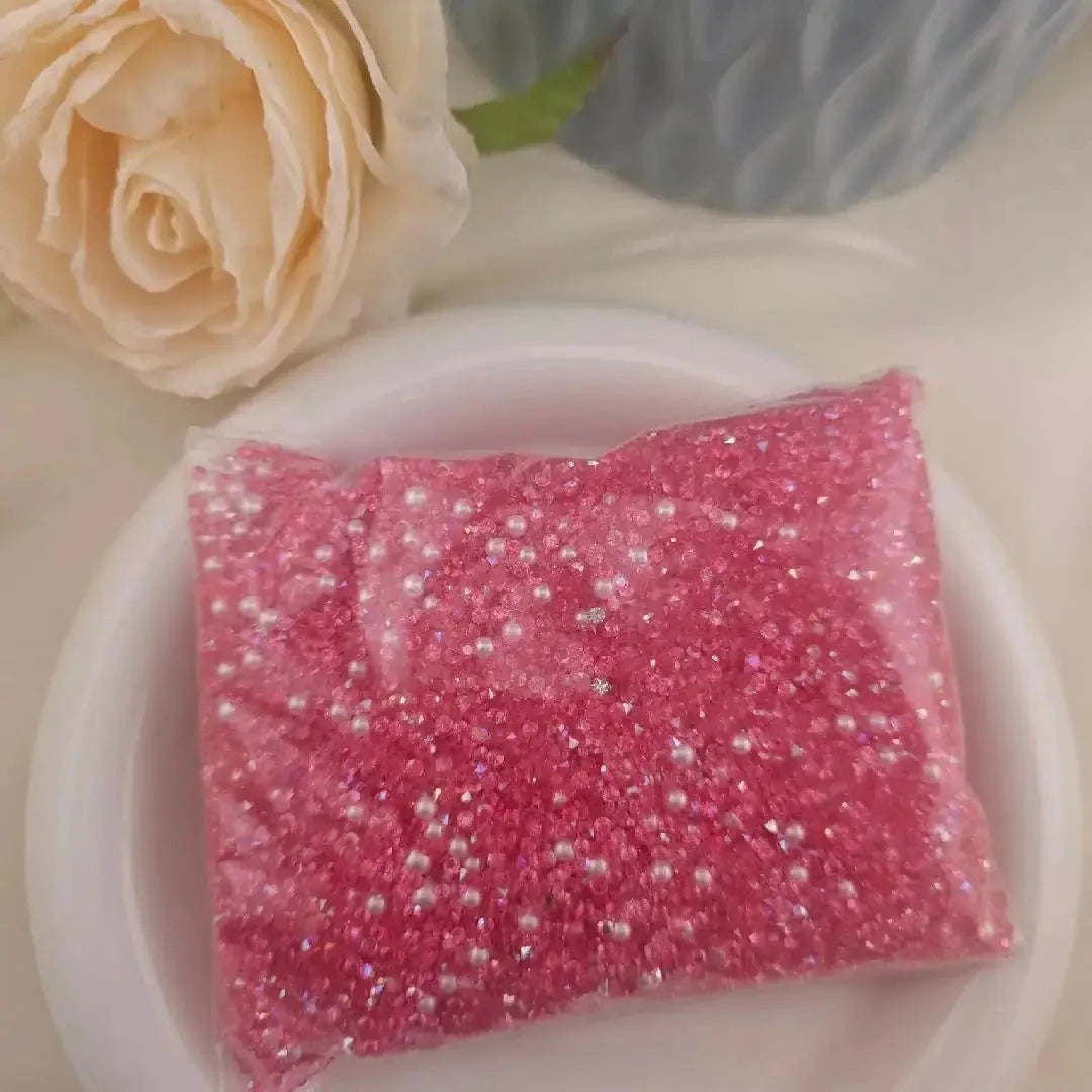 FS6512-Mixed 2MM Sugar Diamonds + 3MM and 4MM Pearl for Sweets Ice Cubes Jelly Fondant Decoration Sugar Paste Soap Jewellery DIY Zoe DIY Wholesale