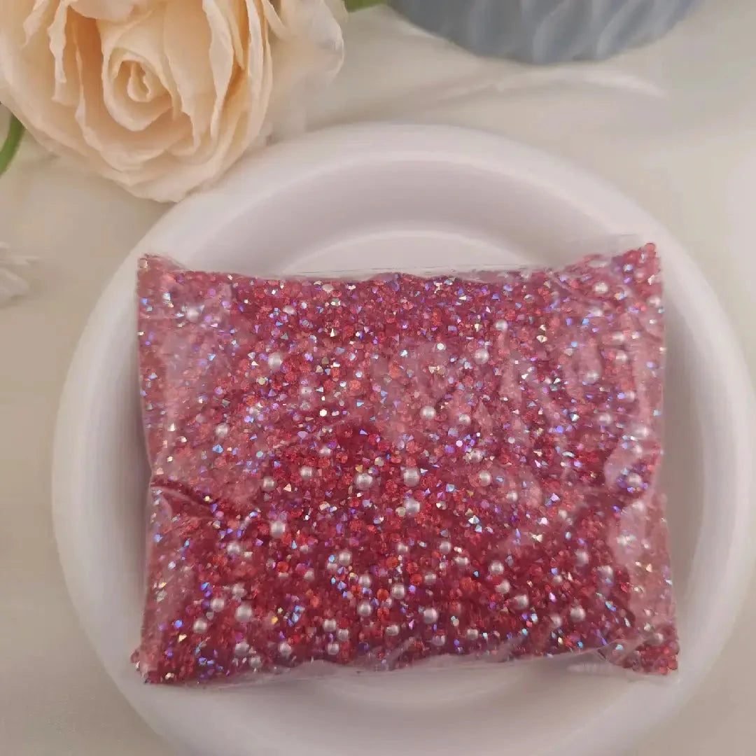 FS6512-Mixed 2MM Sugar Diamonds + 3MM and 4MM Pearl for Sweets Ice Cubes Jelly Fondant Decoration Sugar Paste Soap Jewellery DIY Zoe DIY Wholesale