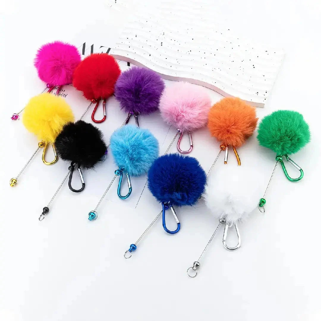 FS6871-Beaded Pom-Pom Keychain Clip for DIY Jewellery Zoe DIY Wholesale