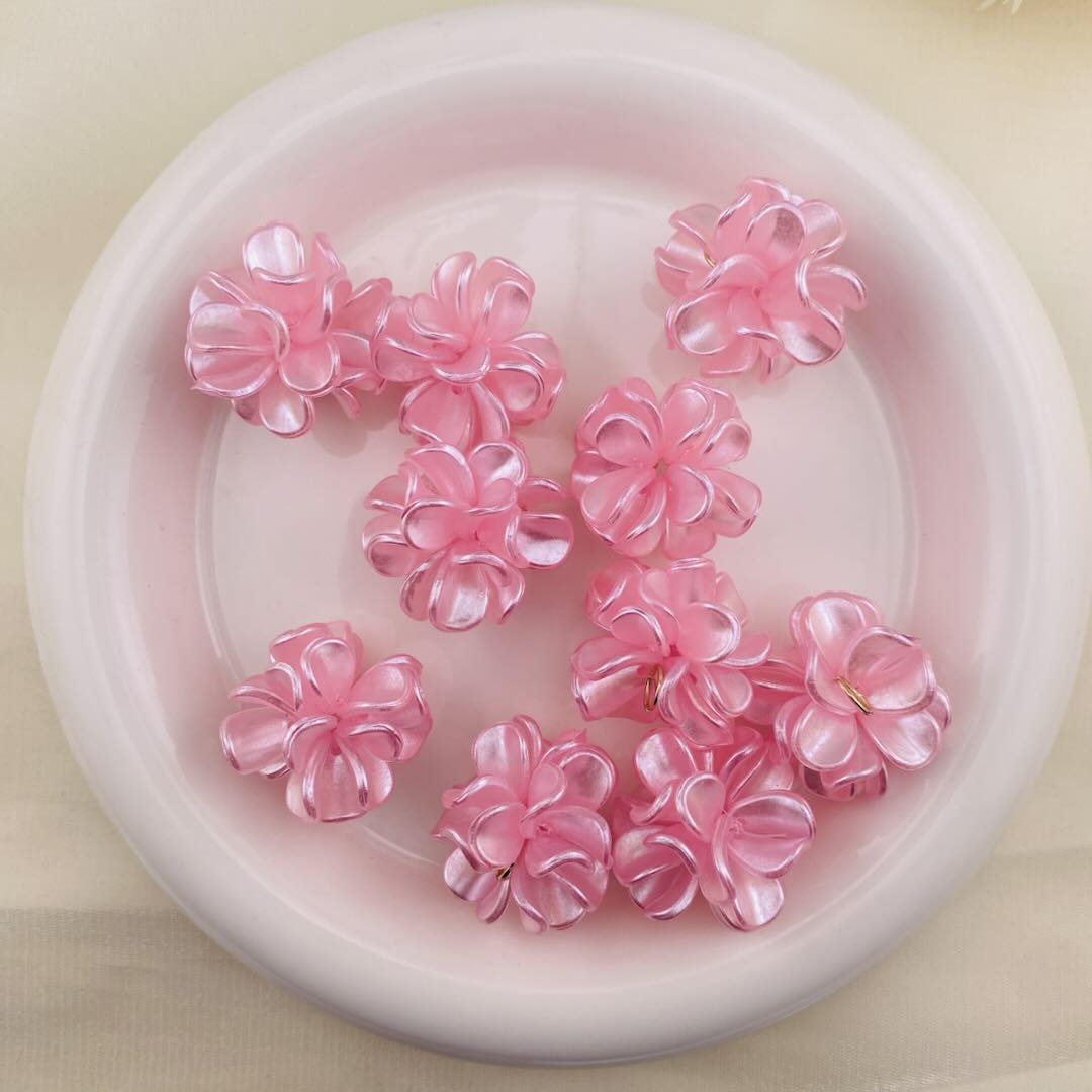 FS1013- 28MM Pearl Looking Flower Beads With  Ring Connector Fit For Beadable Pens Zoe's DIY Shop