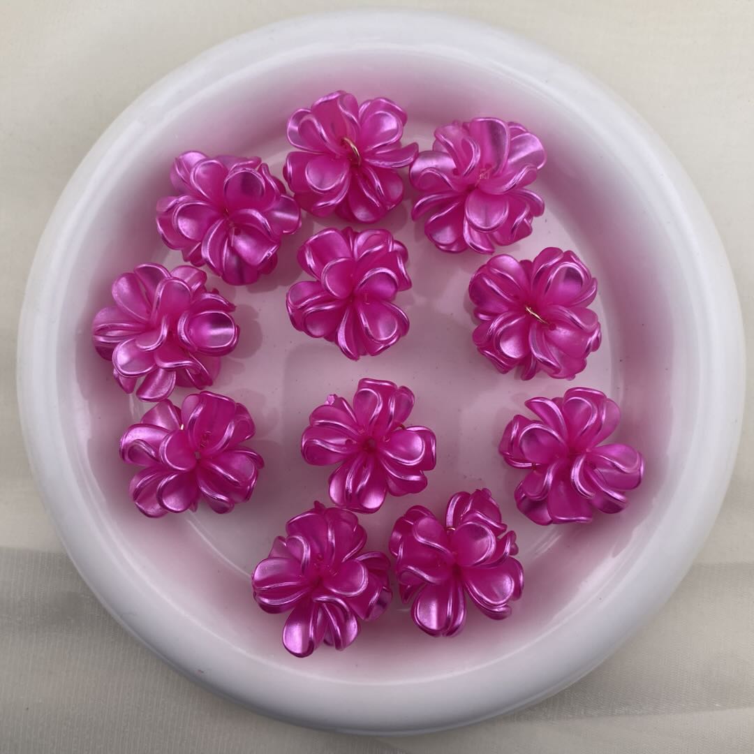 FS1013- 28MM Pearl Looking Flower Beads With  Ring Connector Fit For Beadable Pens Zoe's DIY Shop