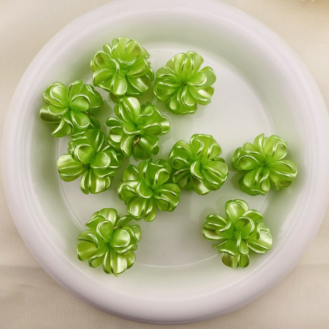 FS1013- 28MM Pearl Looking Flower Beads With  Ring Connector Fit For Beadable Pens Zoe's DIY Shop