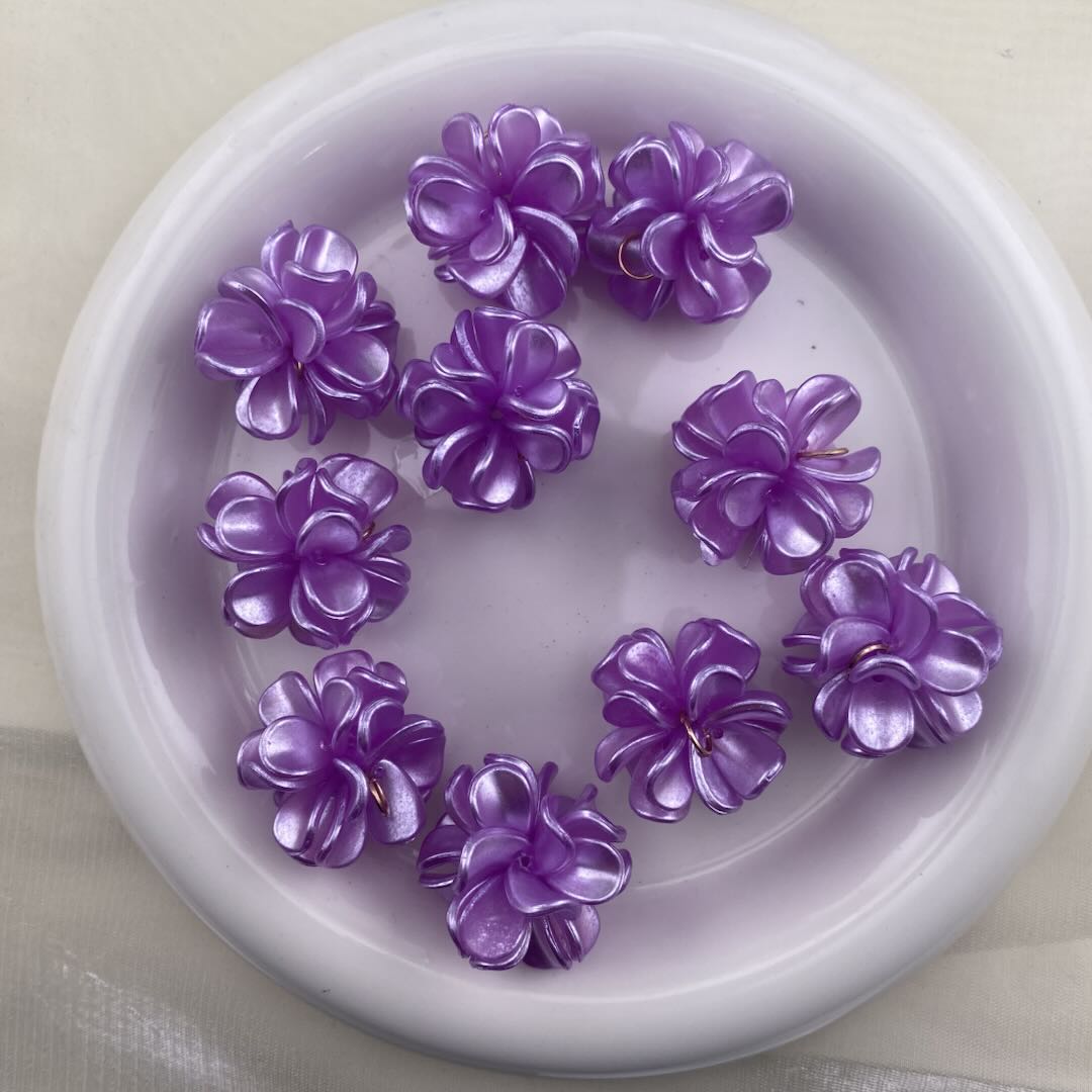 FS1013- 28MM Pearl Looking Flower Beads With  Ring Connector Fit For Beadable Pens Zoe's DIY Shop