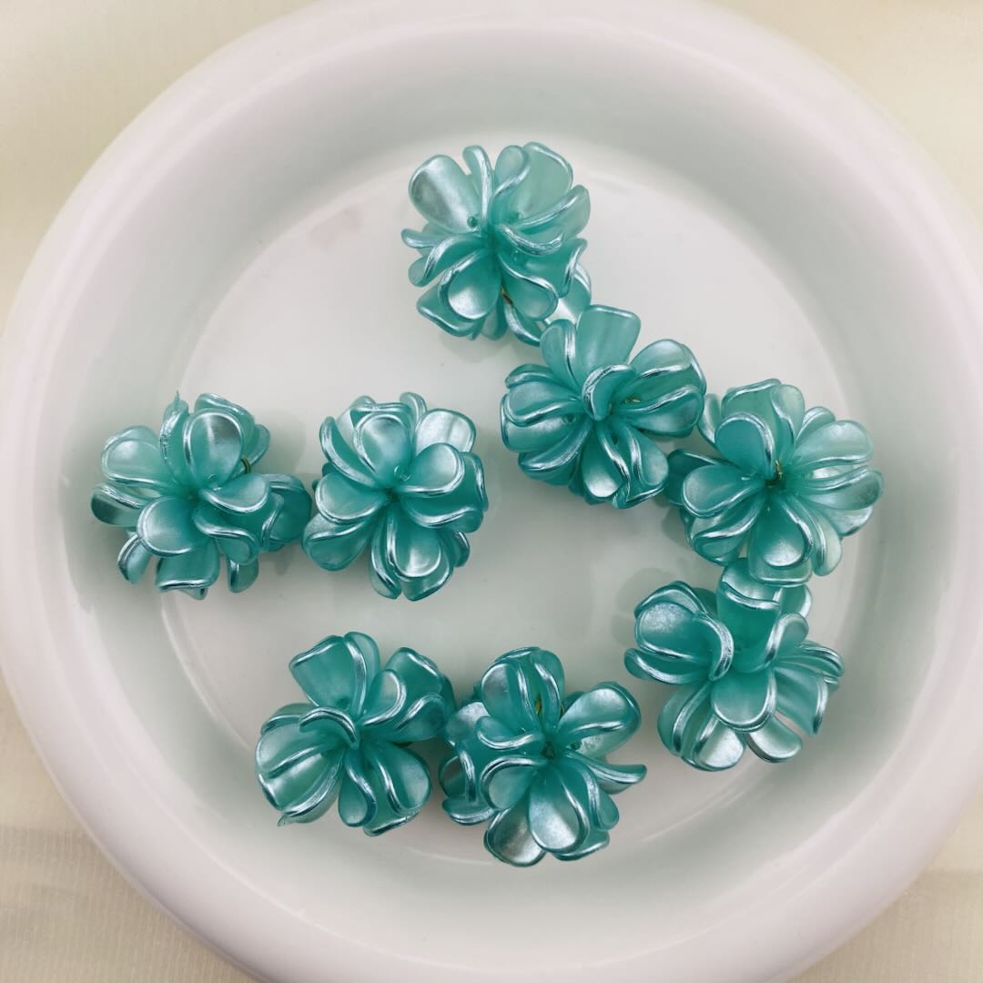 FS1013- 28MM Pearl Looking Flower Beads With  Ring Connector Fit For Beadable Pens Zoe's DIY Shop