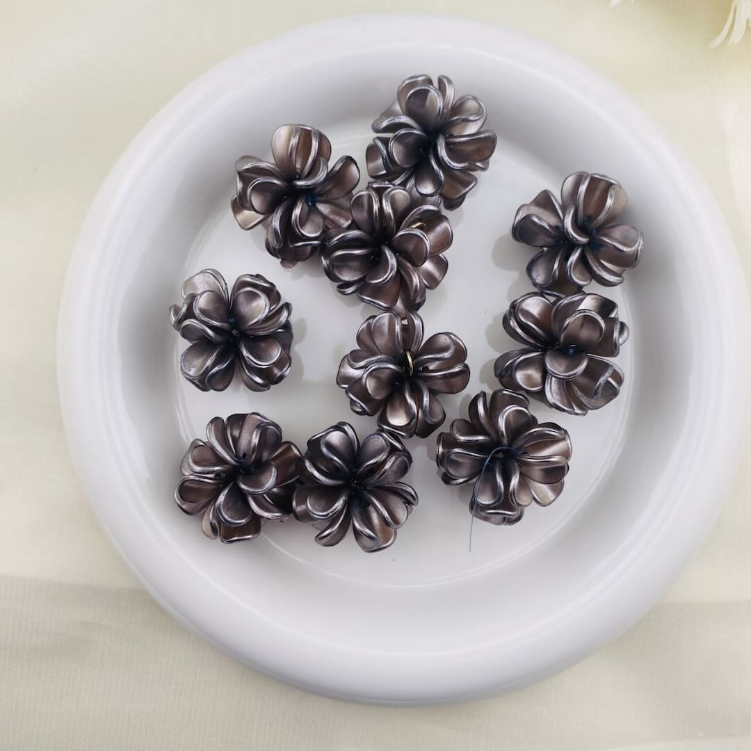 FS1013- 28MM Pearl Looking Flower Beads With  Ring Connector Fit For Beadable Pens Zoe's DIY Shop