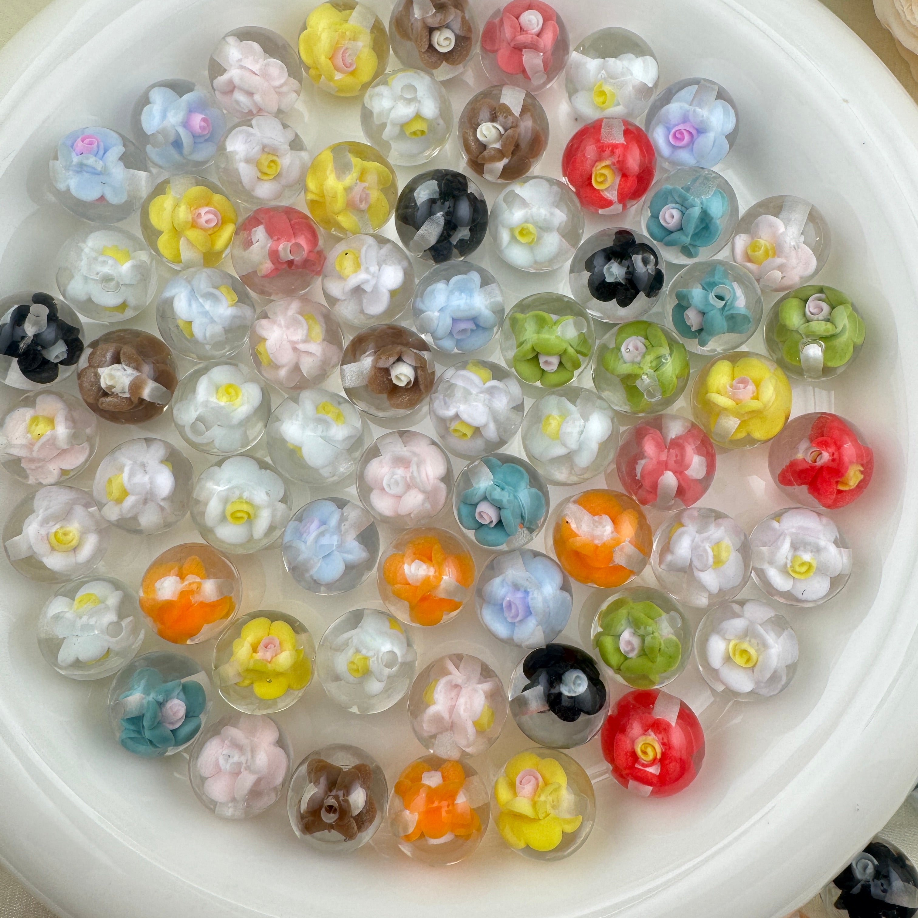 FS6944-16mm Luminous Flower Resin Beads For Beadable Pens Making Keychain Jewelry Making Zoe DIY Wholesale