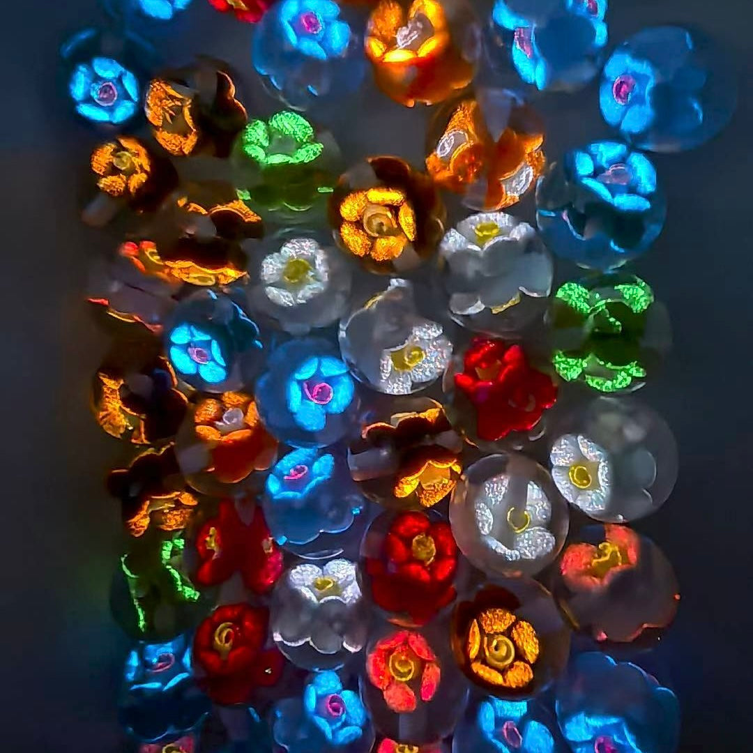 FS6944-16mm Luminous Flower Resin Beads For Beadable Pens Making Keychain Jewelry Making Zoe DIY Wholesale