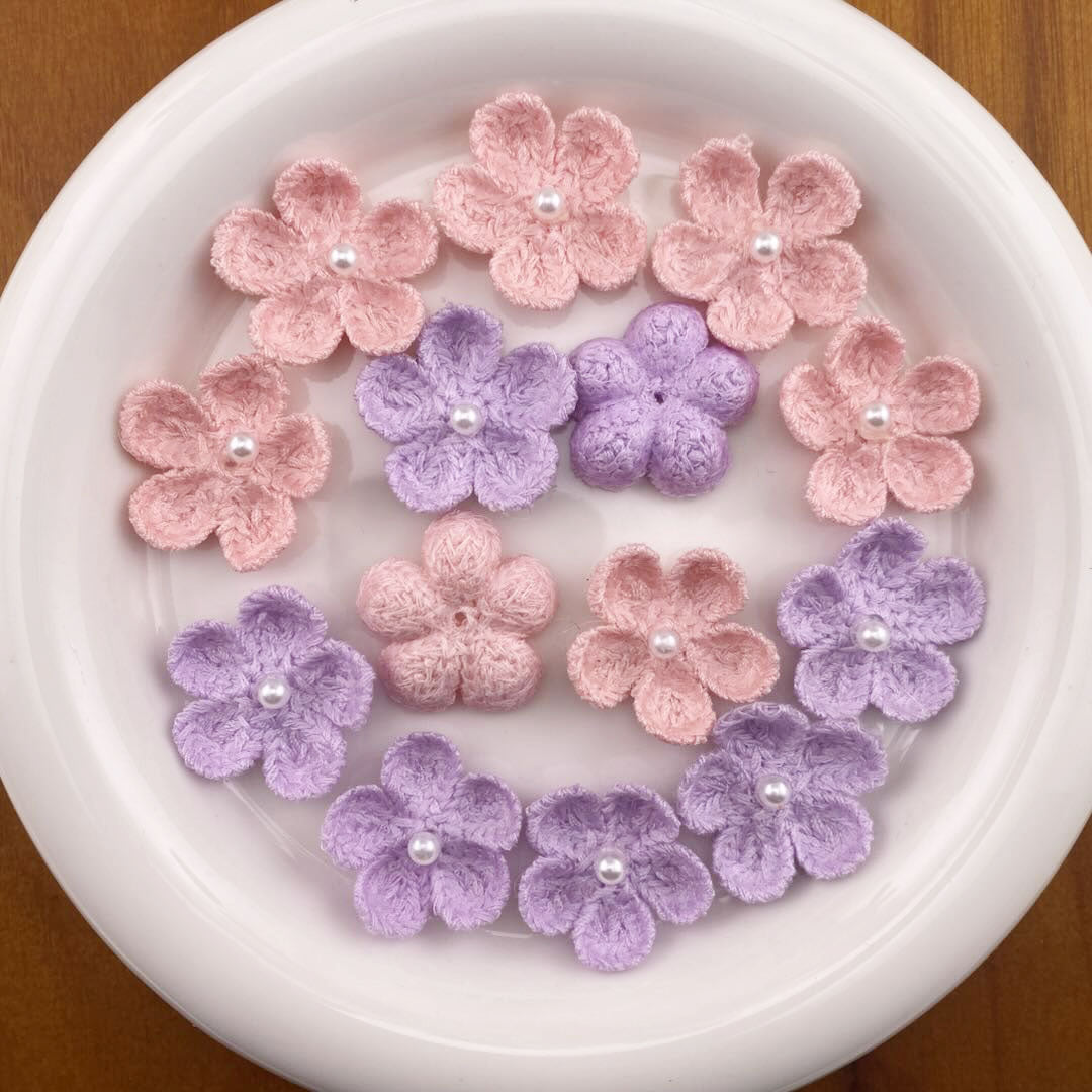 FS6786-27MM Crocheted Pearl Small Flower For DIY Craft Decoration Zoe DIY Wholesale