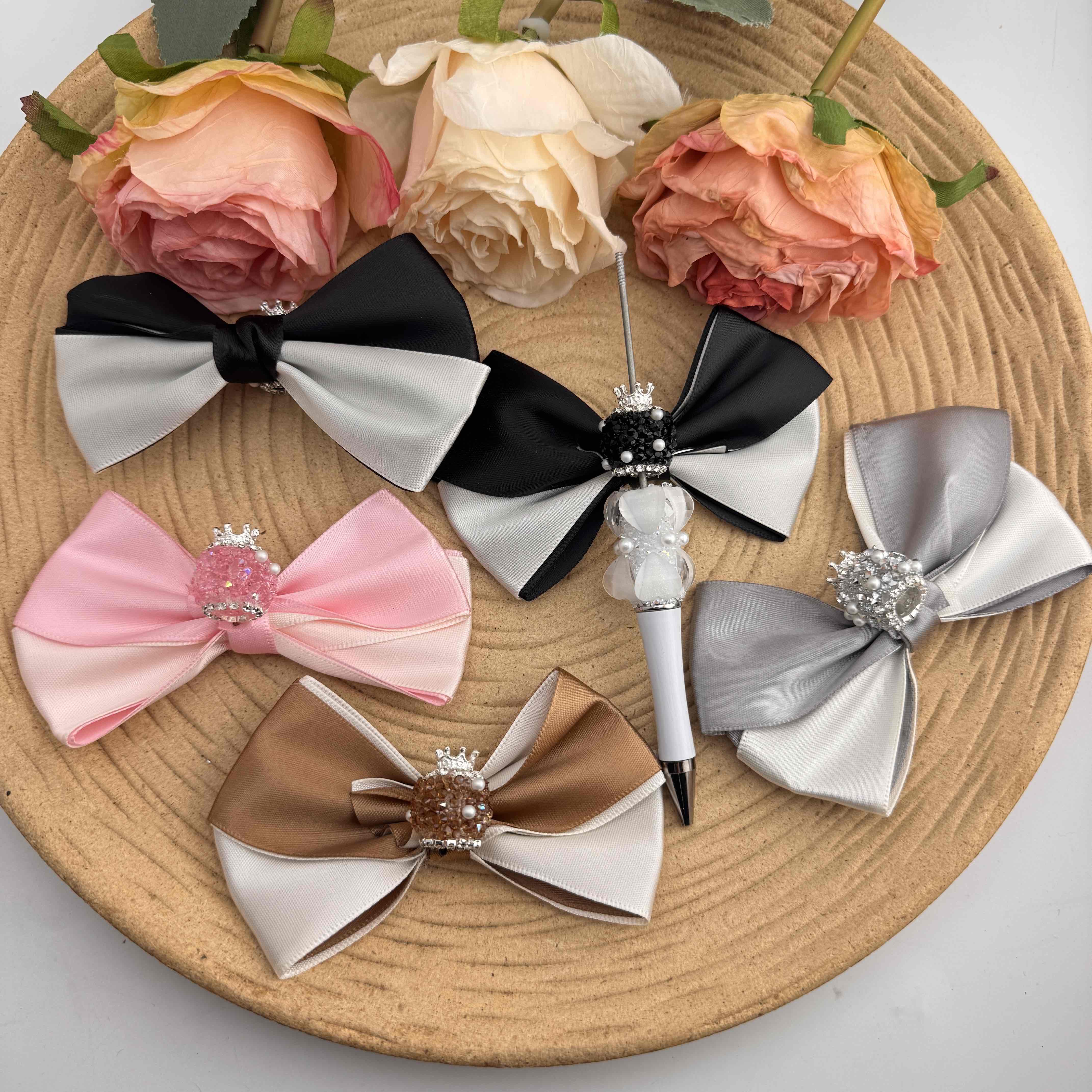 16mm Sugar Beads With Bow For Beadable Pens Keychain Making Zoe DIY Wholesale