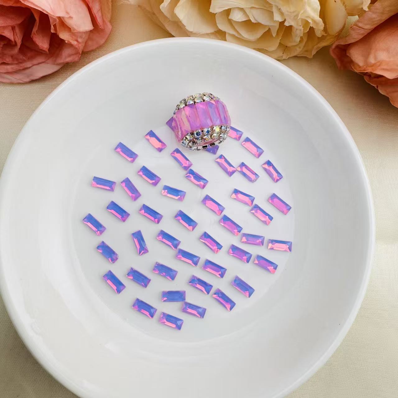 FS1273-3×7mm Mocha Crystal Glass Nail Charms