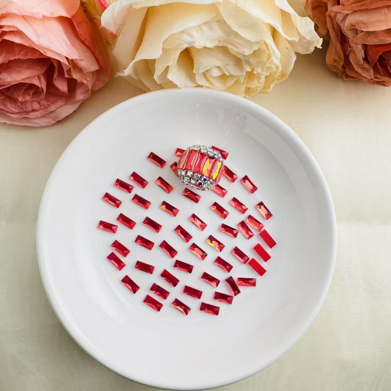 FS1273-3×7mm Mocha Crystal Glass Nail Charms