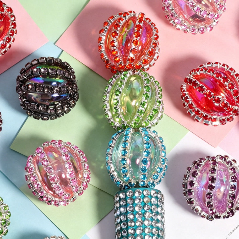 Acrylic Beads UV Coating Shiny Rhinestones Chains Multi-Color Translucent