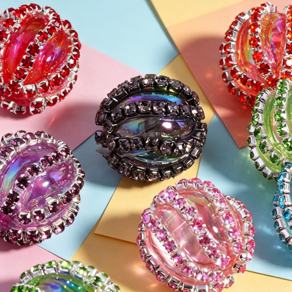 Acrylic Beads UV Coating Shiny Rhinestones Chains Multi-Color Translucent