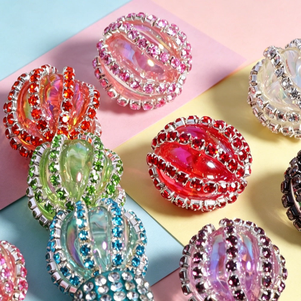 Acrylic Beads UV Coating Shiny Rhinestones Chains Multi-Color Translucent