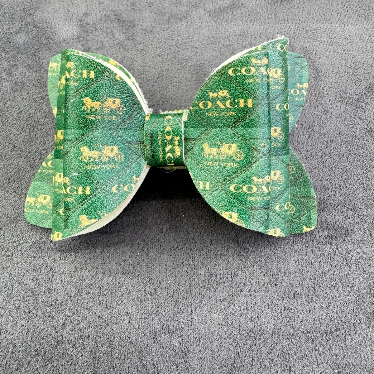 Vintage Carriage Letter Printed hree Layer Fabric Bowtie Sugar Beads,with AB Rhinestones
