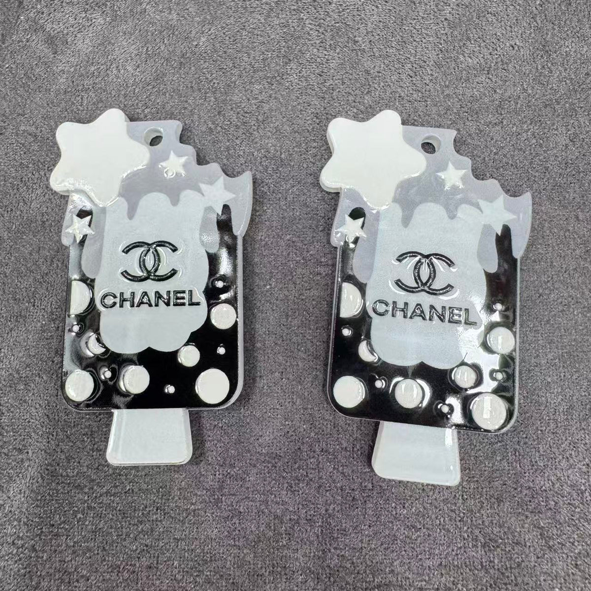 Black Star Dots Popsicle Acrylic Charm for DIY Craft