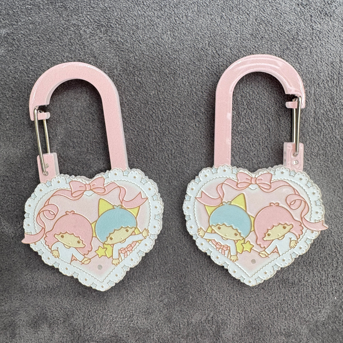Twin Double Star Scalloped‑Heart Bag Charm Pendants,Decorative Bag DIY Accessories,As Picture Shows