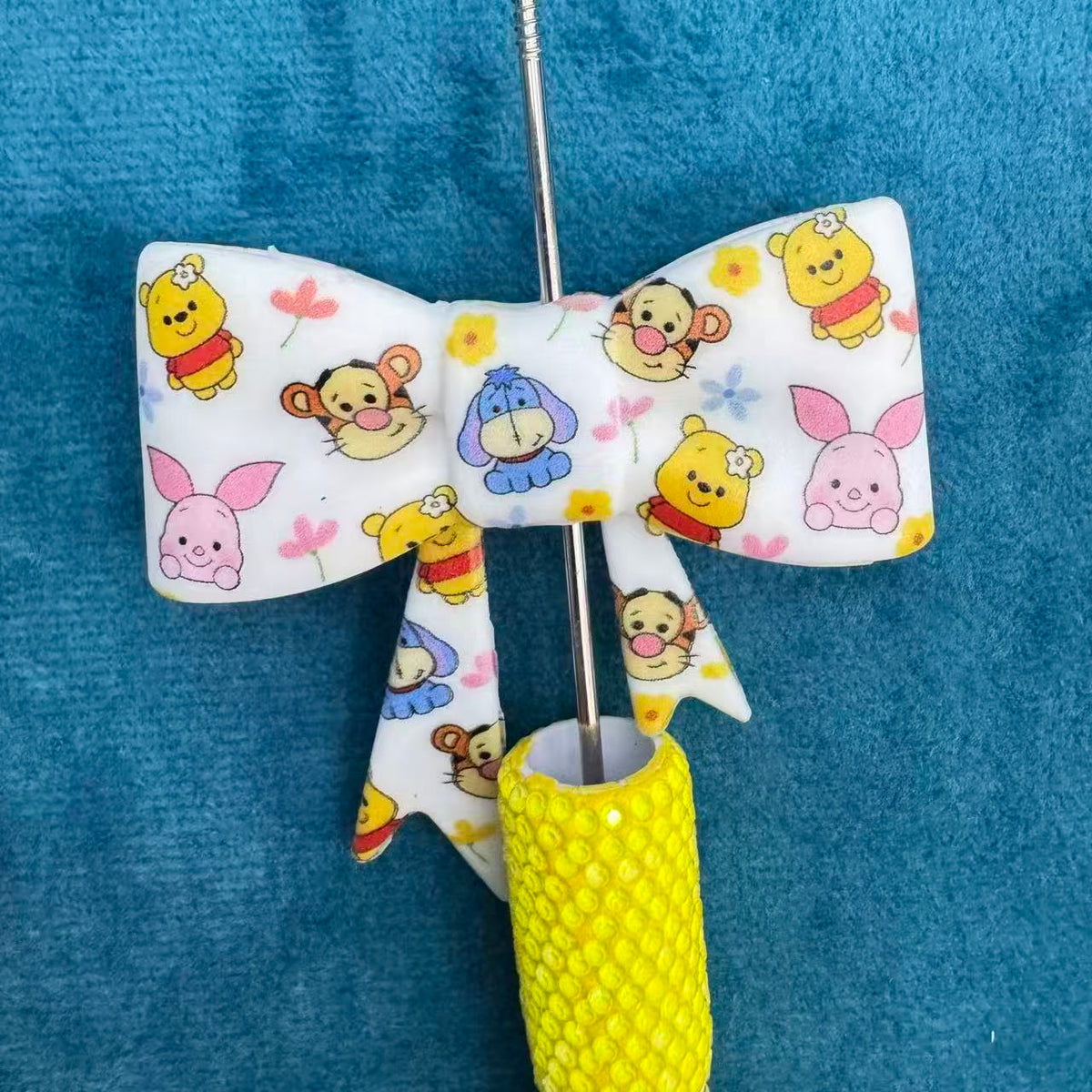 Cute Cartoon Animals Print Silicone Focal Beads Soft Bowtie,50*60MM