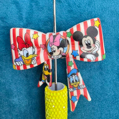 Silicone Focal Beads Soft Bowtie with Cute Animated Icons Cartoon  Mouse Duck Silly Orange Dog Mari Cat Prints,50*60MM