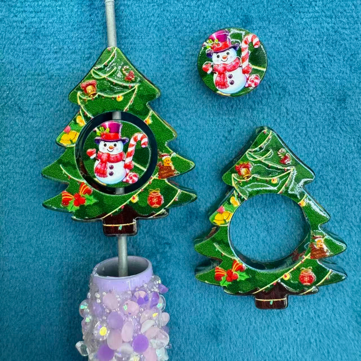 Snowman And Tree Acrylic Beads Christmas series
