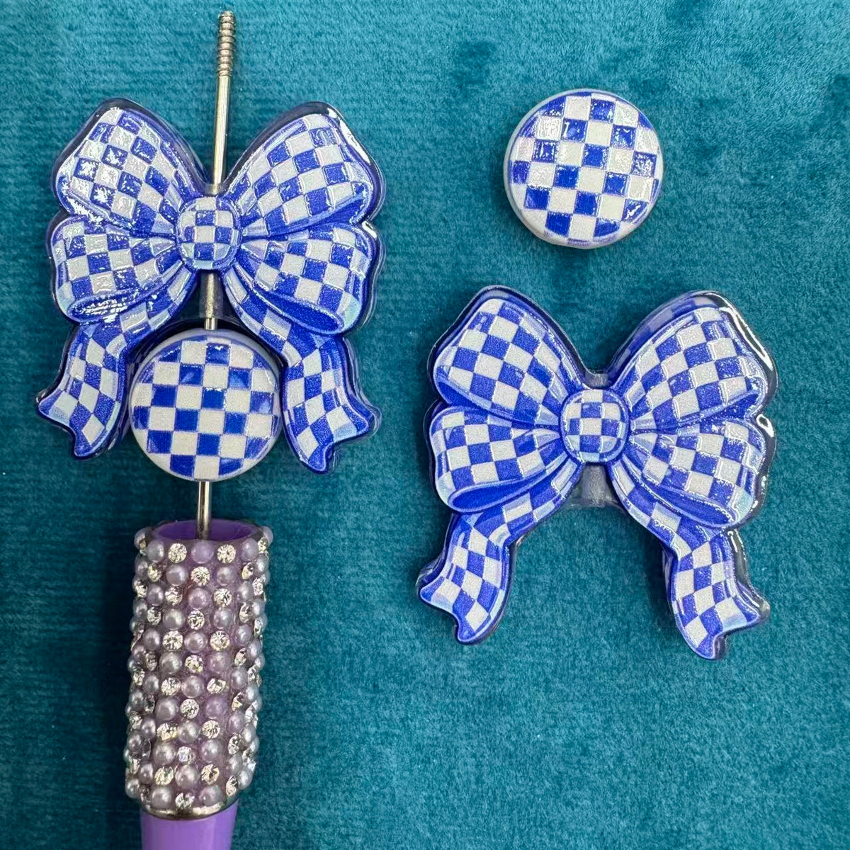 Blue Bow Acrylic Beads For Beadable Pen