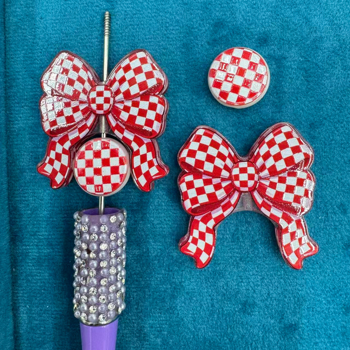 Red Bow Acrylic Beads For Beadable Pen