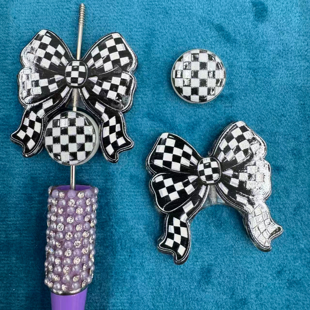 Black Bow Acrylic Beads For Beadable Pen