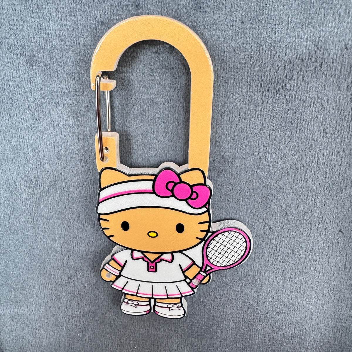 Hello Kitty Tennis Player Acrylic Carabiner Keychain, Cute Cartoon Sports Kitty Bag Charm, Key Ring Clip Accessories