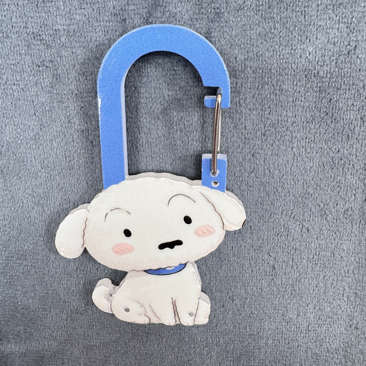 Cute Shiro White Dog Acrylic Carabiner Keychain, Crayon Shin-chan Anime Style Bag Charm, Key Ring Clip Accessories