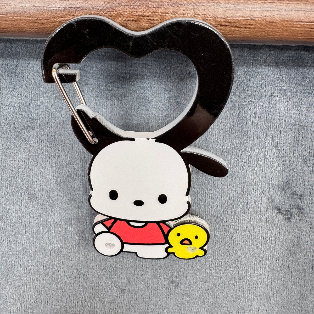 Cute Pochacco Acrylic Heart Carabiner Keychain, Sanrio Style Dog & Yellow Bird Bag Charm, Key Ring Clip Accessories