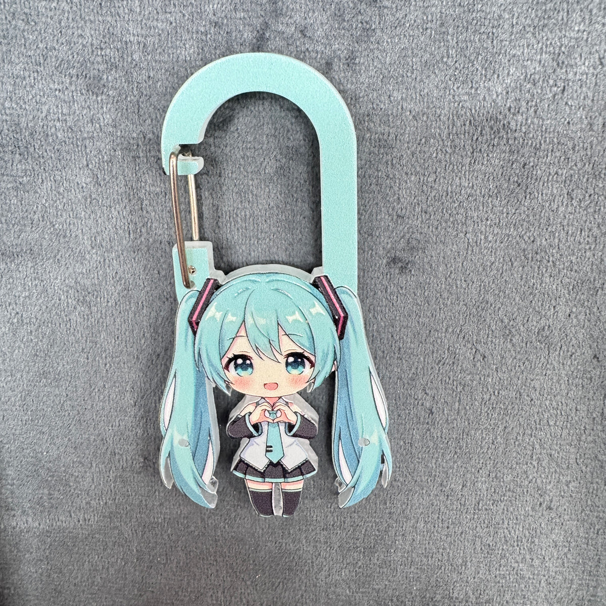 Cute Hatsune Miku Acrylic Carabiner Keychain, Vocaloid Anime Chibi Girl Bag Charm, Key Ring Clip Accessories