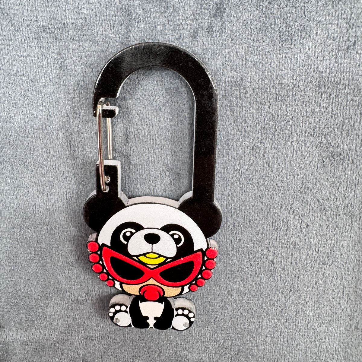 HYSTERIC MINI Panda Bear Acrylic Carabiner Keychain, Cute Japanese Streetwear Cartoon Baby Bag Charm, Key Ring Clip Accessories