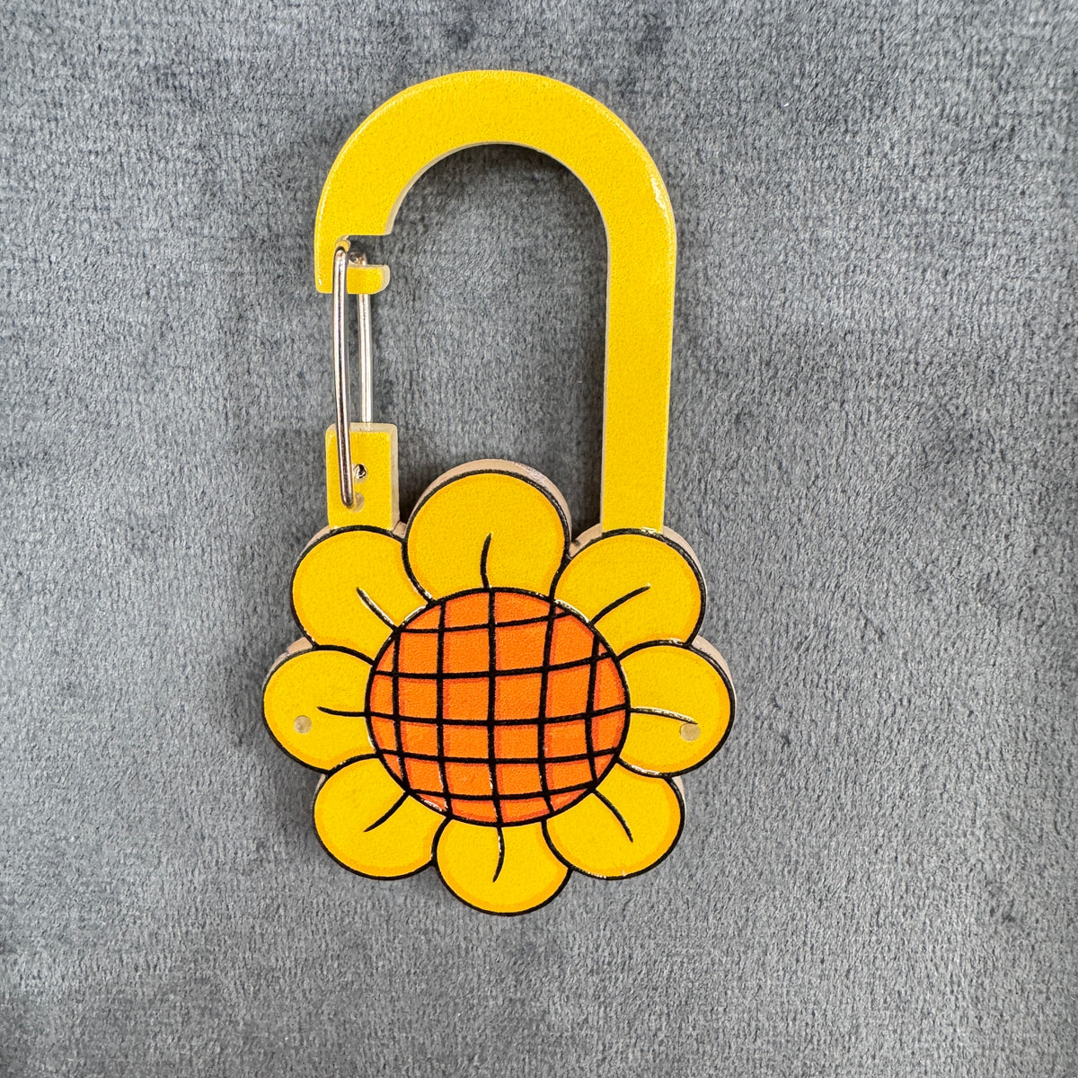Yellow Sunflower Acrylic Carabiner Keychain, Cute Floral Flower Bag Charm, Key Ring Clip Accessories