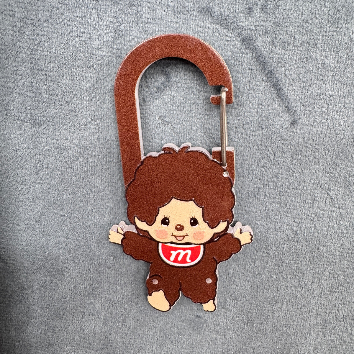 Cute Monchhichi Monkey Acrylic Carabiner Keychain, Classic Japanese Vintage Anime Character Bag Charm, Key Ring Clip Accessories