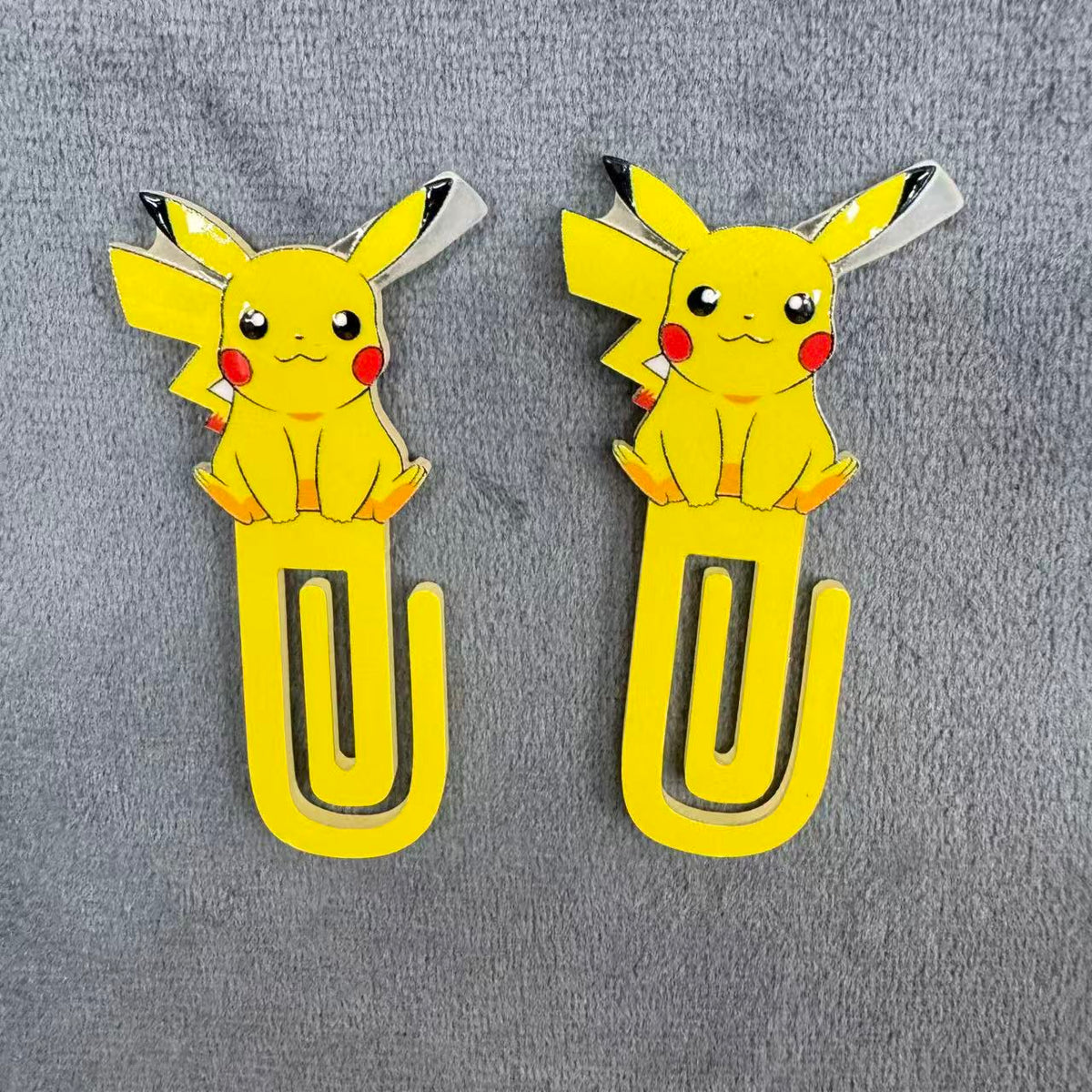 Cute Pikachu Acrylic Paper Clip Bookmark Set, Pokémon Yellow Kawaii Stationery Accessories, Page Marker Clip for Office & School