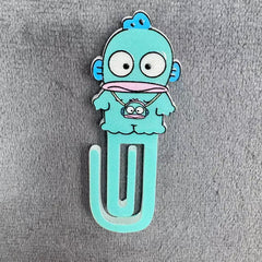 Cute Sanrio Hangyodon Acrylic Paper Clip Bookmark Set, Kawaii Teal Blue Fish Carrying Mini Pouch Stationery Accessories, Page Marker Clip for Office & School