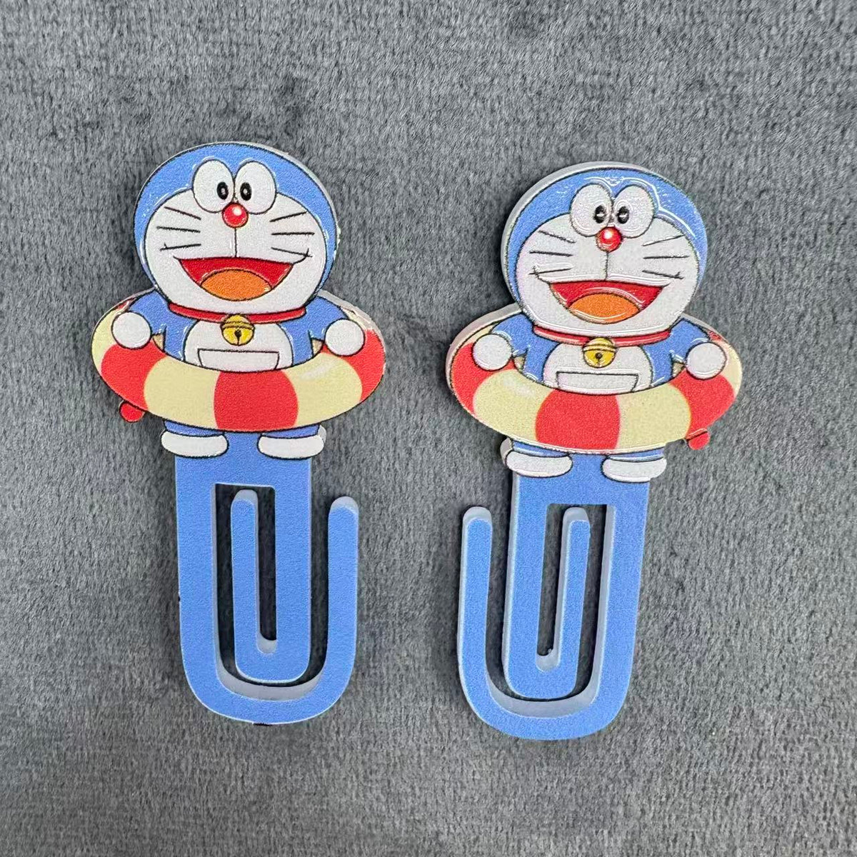 Cute Doraemon Swimming Ring Acrylic Paper Clip Bookmark Set, Anime Blue Cat Swim Float Kawaii Stationery Accessories, Page Marker Clip for Office & School