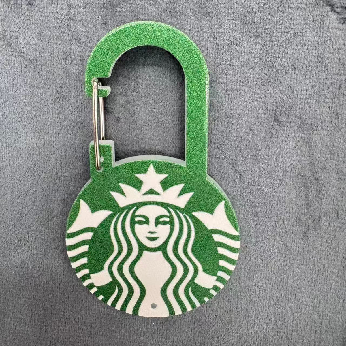 Classic Coffee Brand Siren Logo Green Acrylic Keychain Clip Set, Trendy Round Green & White Mermaid Siren Pattern Kawaii Carabiner Keychain Accessories, Bag Charm Clip for Backpack & Keys