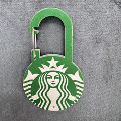 Classic Coffee Brand Siren Logo Green Acrylic Keychain Clip Set, Trendy Round Green & White Mermaid Siren Pattern Kawaii Carabiner Keychain Accessories, Bag Charm Clip for Backpack & Keys