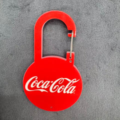 Classic Coca-Cola Logo Round Red Acrylic Keychain Clip Set, Vintage Red & White Soda Pop Script Letter Logo Kawaii Carabiner Keychain Accessories, Bag Charm Clip for Backpack & Keys