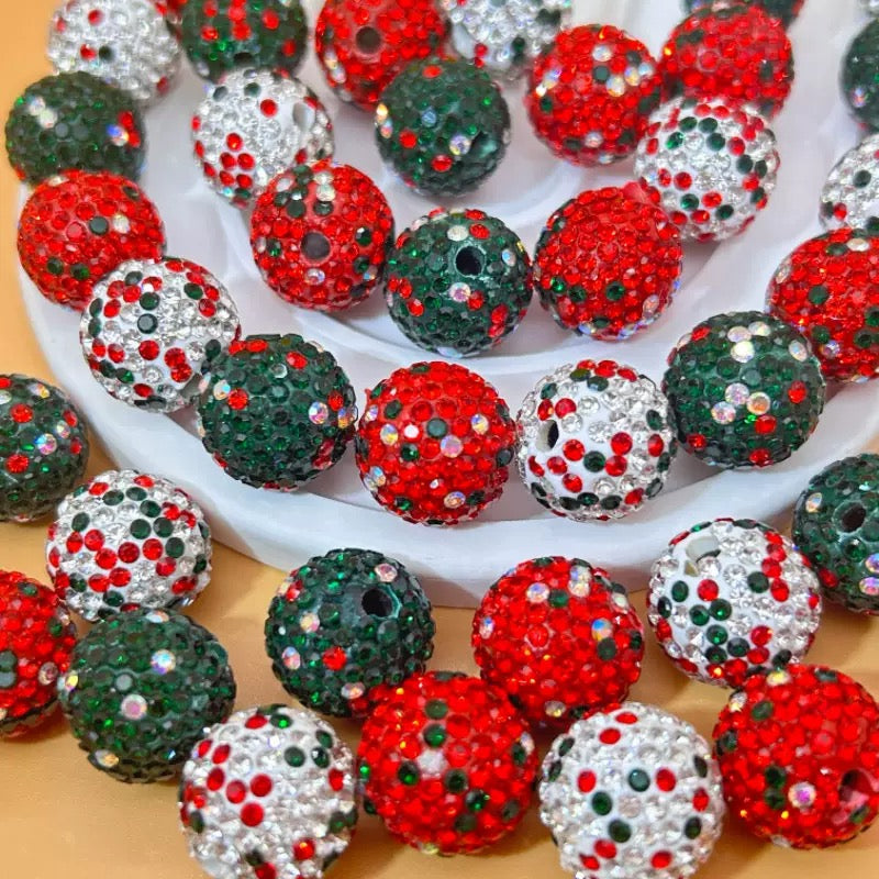 20mm Bling Rhinestone Disco Ball Beads Set, Sparkly Crystal Clay Pave Round & Tube Spacer Beads for DIY Craft Supplies, Beadable Pens & Keychains Accessories