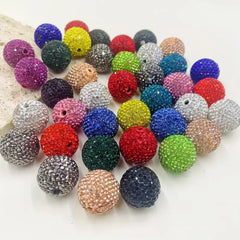 20mm Bling Rhinestone Disco Ball Beads Set, Sparkly Crystal Clay Pave Round & Tube Spacer Beads for DIY Craft Supplies, Beadable Pens & Keychains Accessories