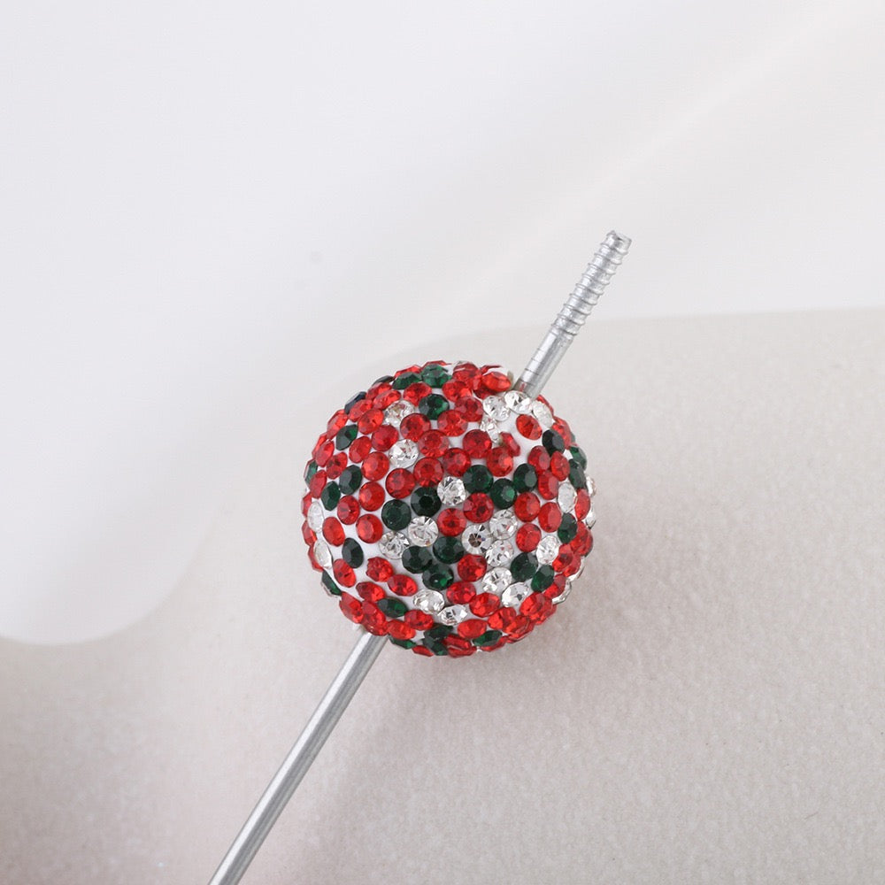20mm Bling Rhinestone Disco Ball Beads Set, Sparkly Crystal Clay Pave Round & Tube Spacer Beads for DIY Craft Supplies, Beadable Pens & Keychains Accessories