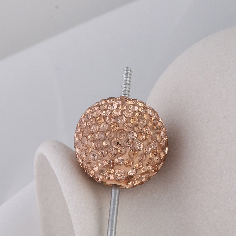 20mm Bling Rhinestone Disco Ball Beads Set, Sparkly Crystal Clay Pave Round & Tube Spacer Beads for DIY Craft Supplies, Beadable Pens & Keychains Accessories
