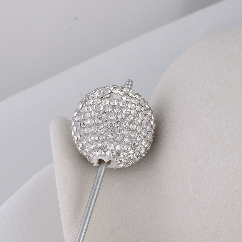 20mm Bling Rhinestone Disco Ball Beads Set, Sparkly Crystal Clay Pave Round & Tube Spacer Beads for DIY Craft Supplies, Beadable Pens & Keychains Accessories