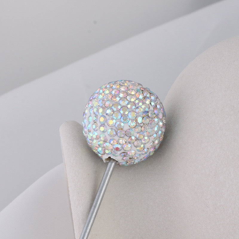 20mm Bling Rhinestone Disco Ball Beads Set, Sparkly Crystal Clay Pave Round & Tube Spacer Beads for DIY Craft Supplies, Beadable Pens & Keychains Accessories