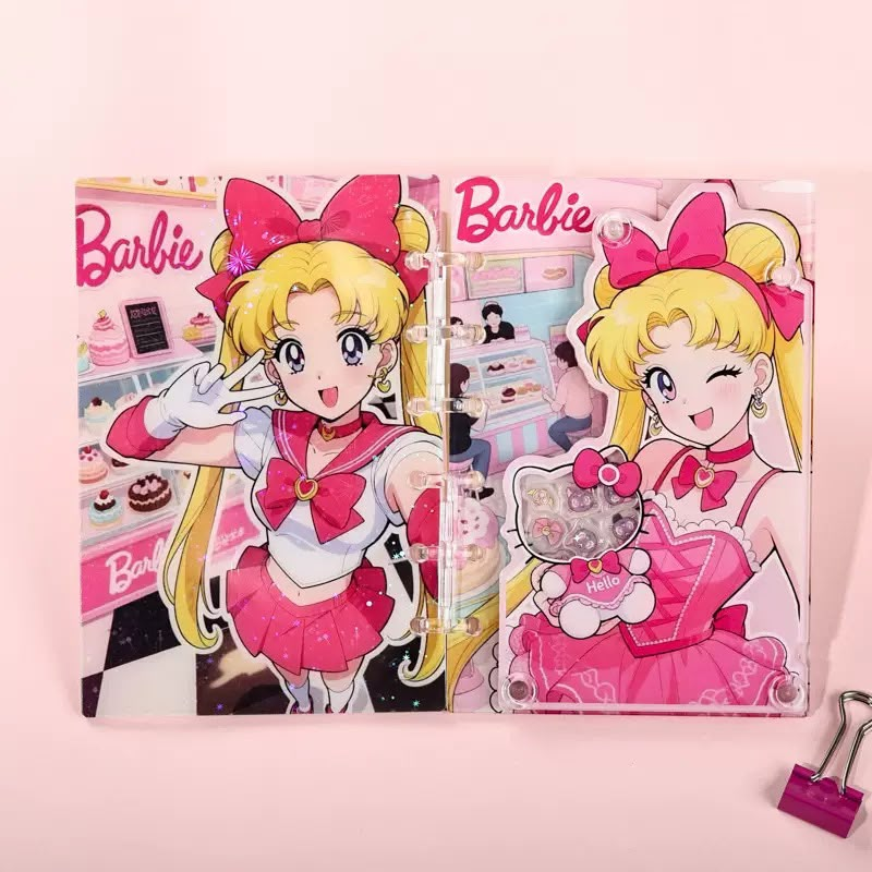 A5 Cute Anime Character Acrylic Loose-leaf Photocard Binder, Cartoon Game Hero Printed Photocard Album Storage Organizer with Magnetic Photo Frame, 6-Ring Binder for Photocards, Trading Cards & Postcards