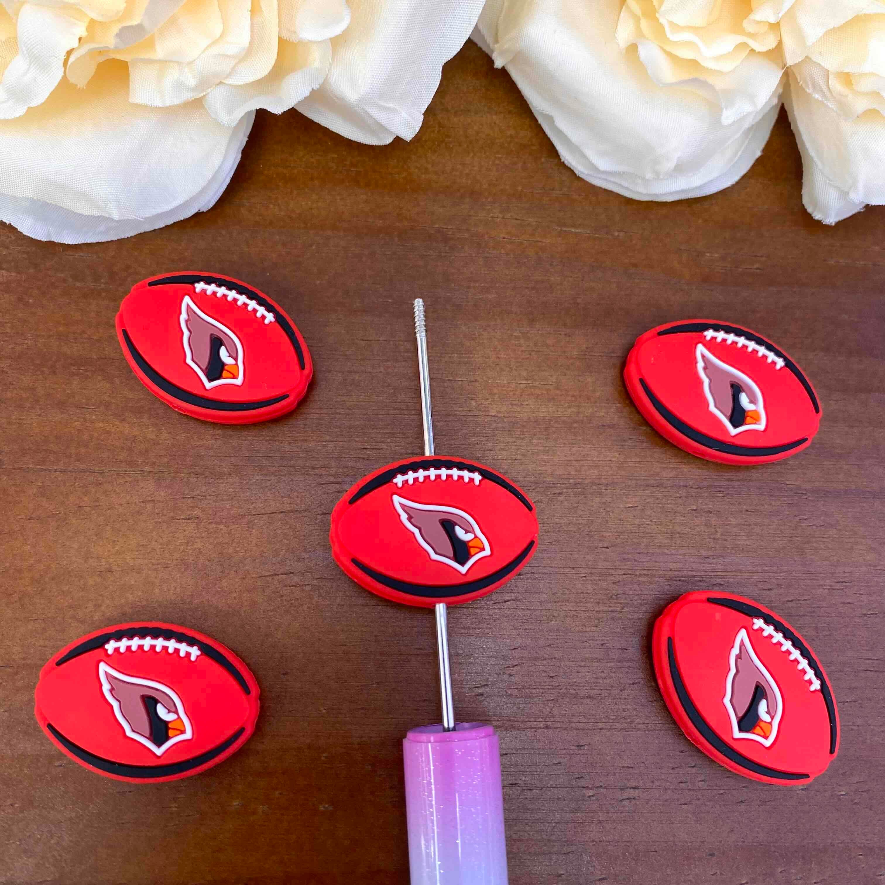 FS20593-Arizona Cardinals Flat Silicone Focal Beads