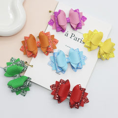 Multi‑Layer Glitter Textured Faux Leather Bow Beads,Multi‑Color