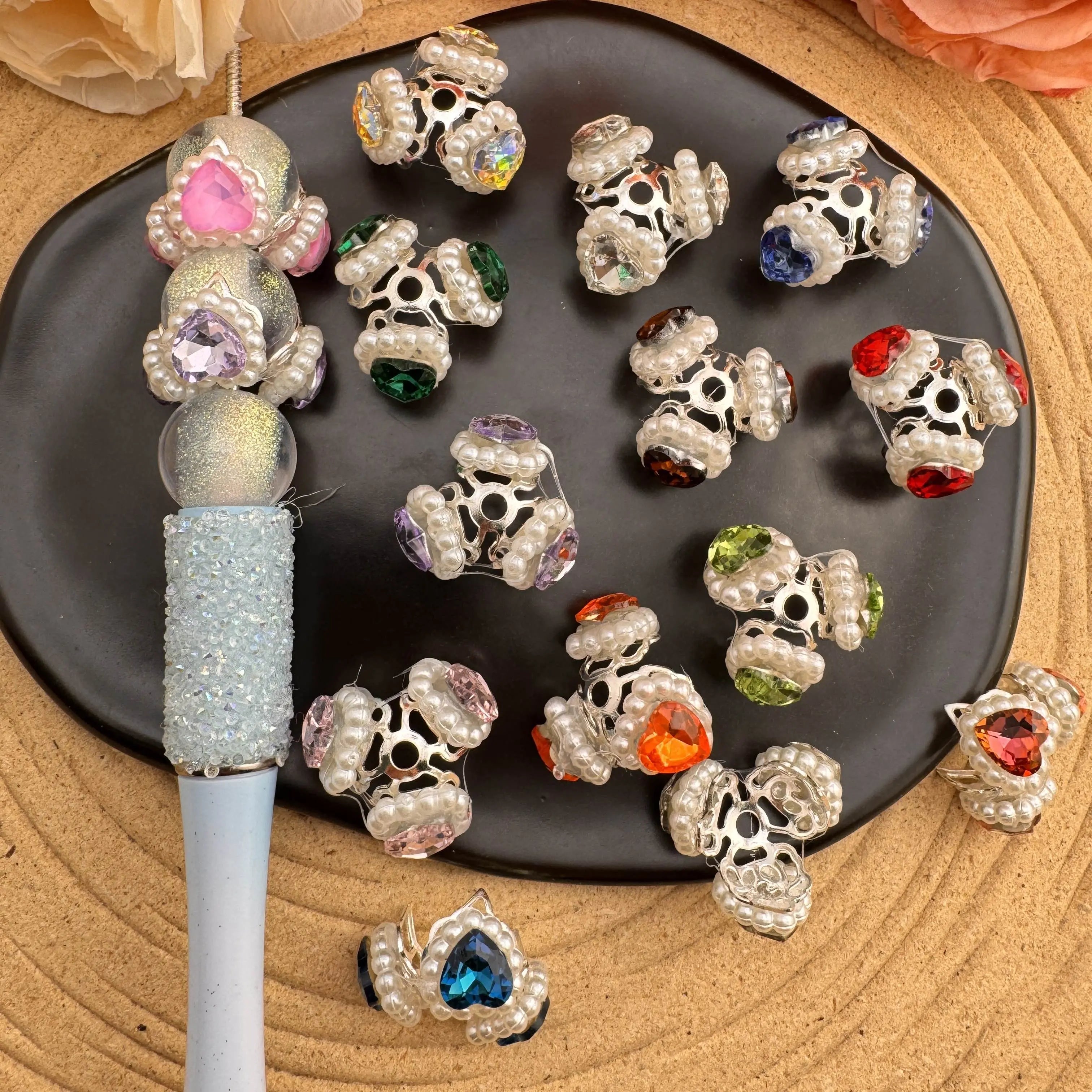 20mm Crystal Heart Metal Spacer Fit For Beadable Pens Zoe DIY Wholesale